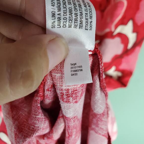 Rhode x Target Women's Red Zinnia Floral Print Bell Sleeve Midi Dress Size 14 - Picture 6 of 6